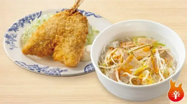 アジフライ葱チャーシュー丼セット(バーミヤン)