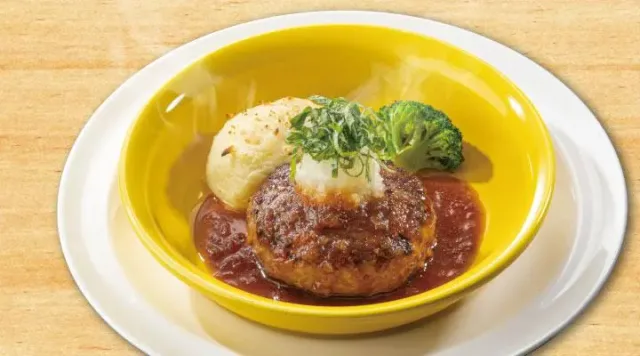 ビーフ100%大葉おろしの粗挽き肉厚ステーキ風ハンバーグ(ガスト)