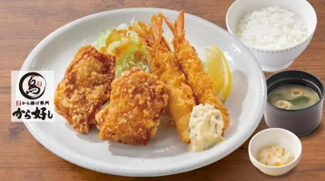 から好し(2個)&海老フライ(2本)定食(ガスト)