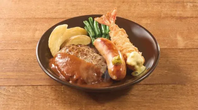 ハンバーグ&フランクソーセージ&海老フライ(ジョナサン)