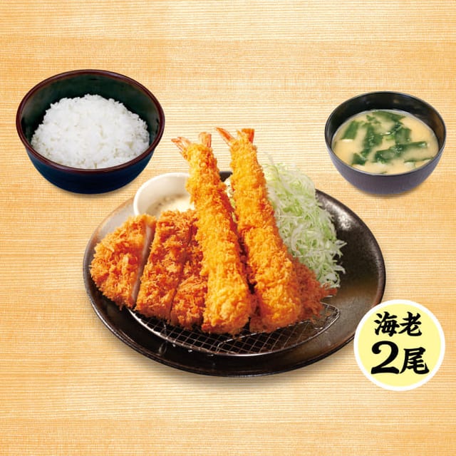 ロースかつ＆海老フライ（2尾）定食（松のや）