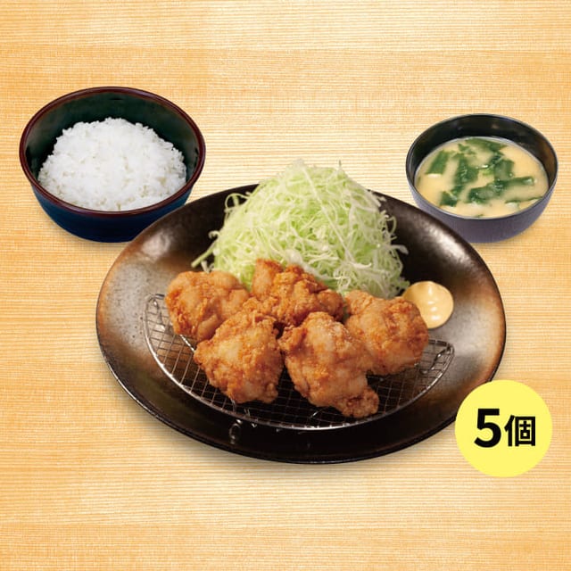 本格唐揚げ定食(5個)(松のや)