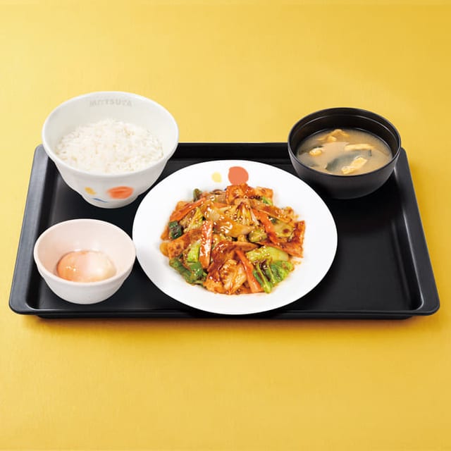 回鍋肉定食半熟玉子(松屋)