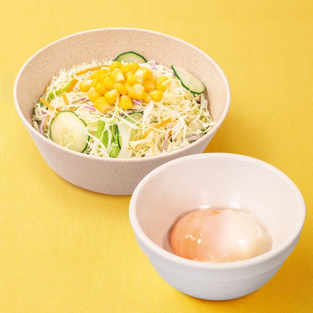 生野菜半熟玉子セット（松屋）