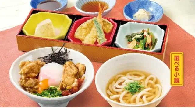 お昼のお楽しみ膳（小鶏竜田てりたま丼）（夢庵）