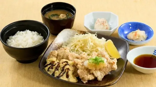 若鶏の竜田揚げおろしポン酢&テリタル定食(夢庵)