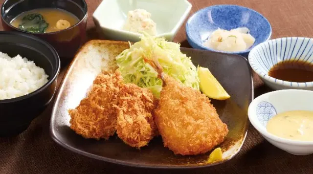 ひれかつ&長崎県産あじフライ定食(夢庵)