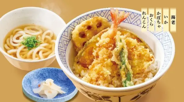 ランチ天丼選べる小麺・お新香付（夢庵）