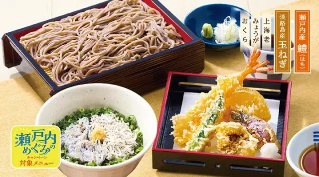 瀬戸内産鱧の季節天せいろそばと小しらす二味丼(夢庵)